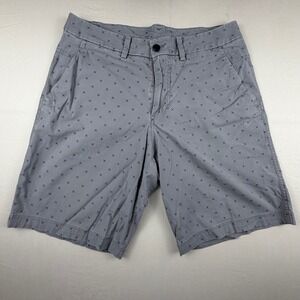 Lululemon Commission Shorts Chino Golf Mens 32 Grey Blue Cross Pattern 9 Inseam